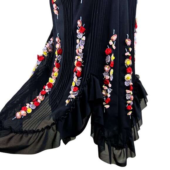 Vintage Sue Wong Black Dress with Colourful Floral Embroidery and beading - Picture 8 of 8